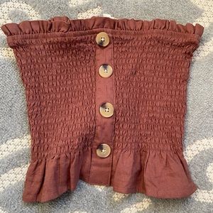 Ruffle buttoned tube top!